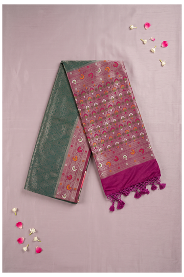 Bottle Green Banarasi Art Silk Wedding Party Wear Saree