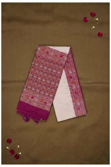 Ivory Banarasi Silk Art Silk Crepe Wedding Saree