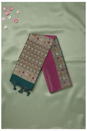 Wine Banarasi Art Silk Wedding & Party Wear Saree