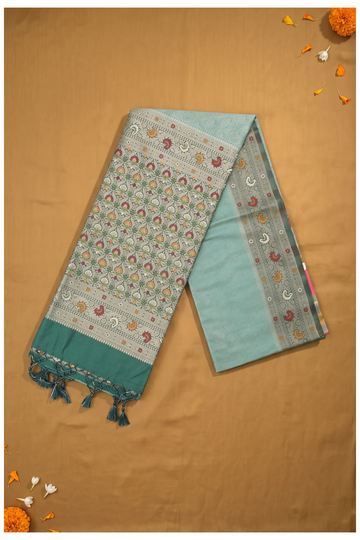 Light Aqua Green Banarasi Art Silk Saree For Wedding & Party Wear