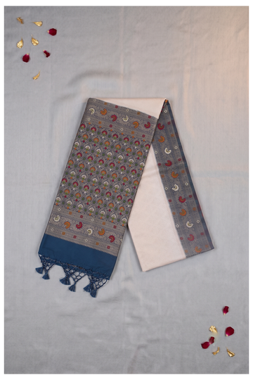Cream Banarasi Art Silk Wedding Party Wear Saree