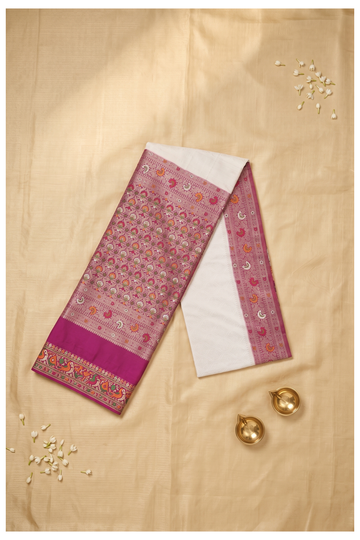 Off-White Banarasi Art Silk Wedding & Party Wear Saree