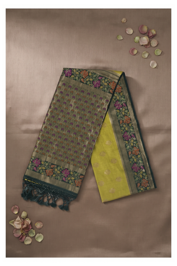 Chartreuse Banarasi Art Silk Wedding Party Saree