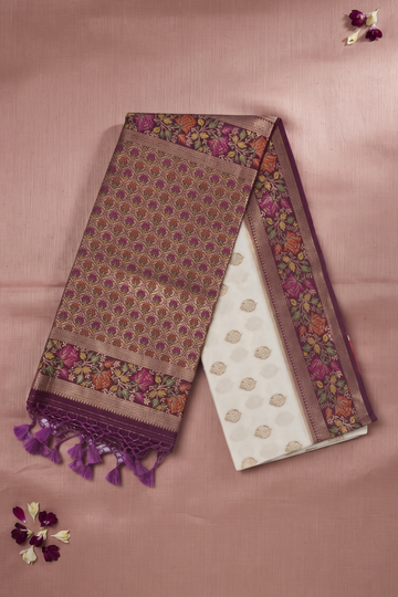 Ivory Banarasi Art Silk Saree For Weddings & Parties