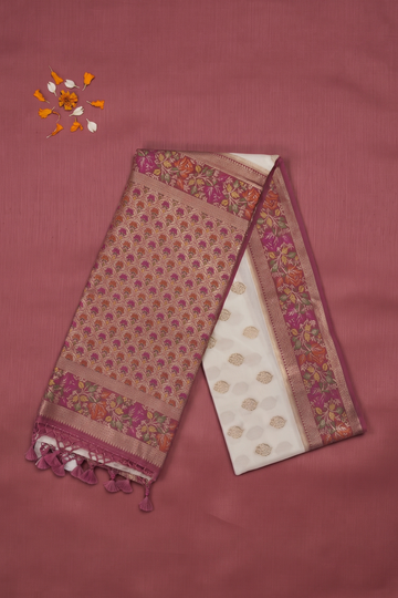 Ivory Banarasi Art Silk Wedding Party Wear Saree