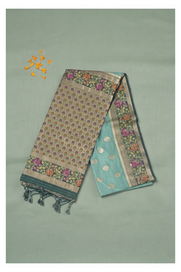 Teal Banarasi Art Silk Saree For Wedding & Party