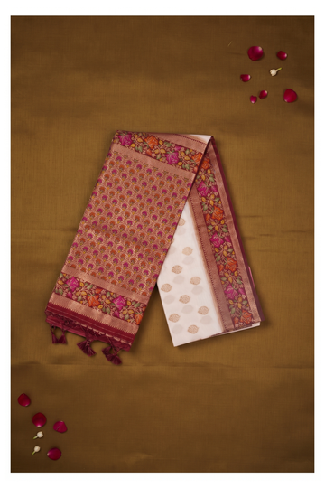 Ivory Banarasi Art Silk Wedding Saree