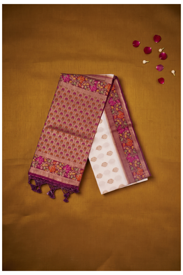 Ivory Banarasi Art Silk Wedding Saree