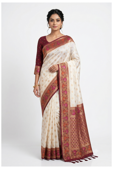 Maroon Banarasi Silk Saree