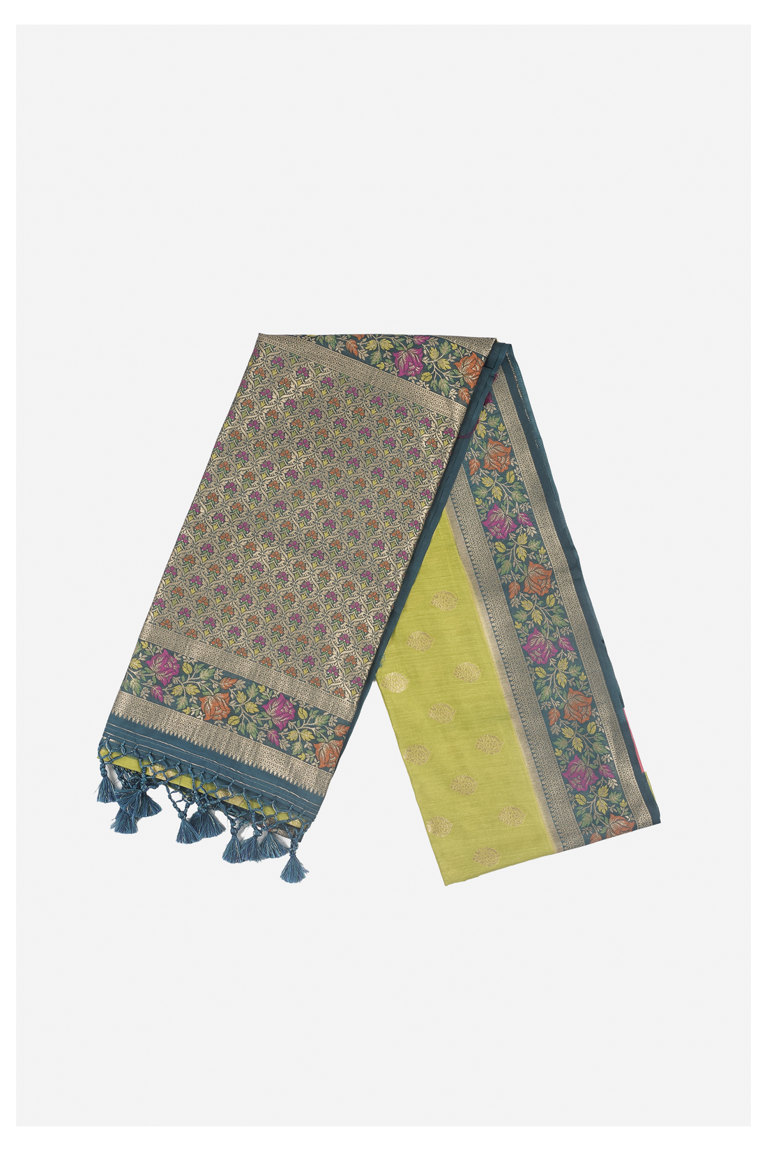 Lime Green Banarasi Art Silk Wedding Party Wear Saree