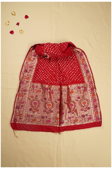 Red Bandhni Gajji Silk Wedding Saree