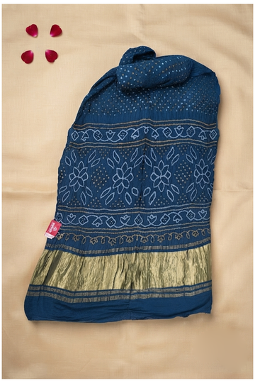 Royal Blue Bandhni Gajji Silk Wedding & Party Wear Saree