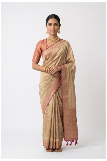 Champagne South Silk Art Silk Party Wear Saree