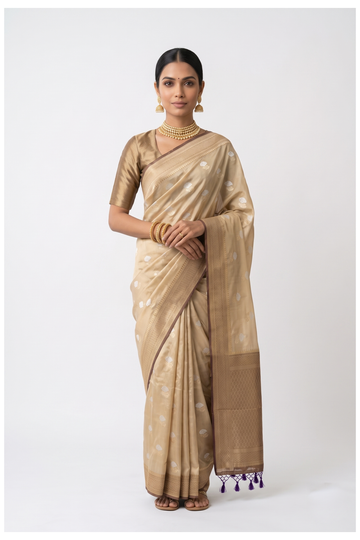 Champagne South Art Silk Party Wear Saree