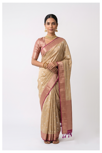 Ivory  South Silk Art Silk Party Wear