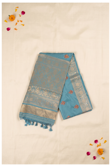 Teal Banarasi Art Silk Wedding Saree