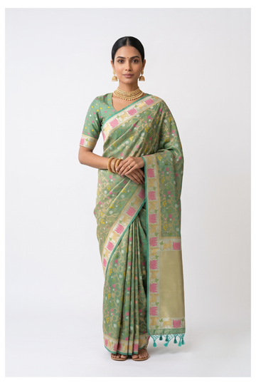 Green Banarasi Art Silk Party Wear Saree