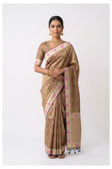 Champagne Banarasi Art Silk Party & Wedding Wear Saree