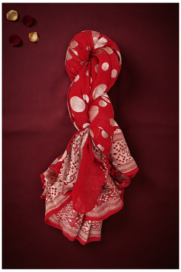 Scarlet Red Pure Silk Banarasi Wedding & Party Wear Saree