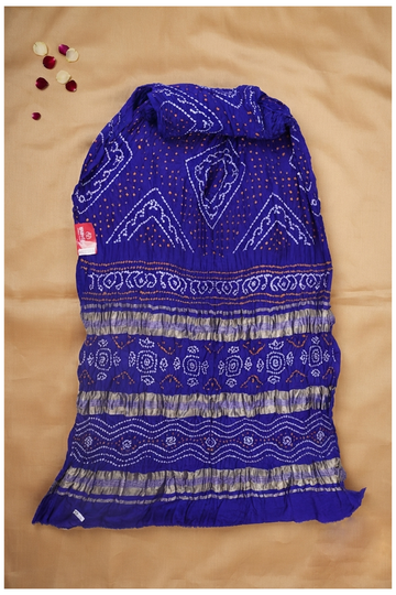 Royal Blue Bandhni Gajji Silk Wedding Saree