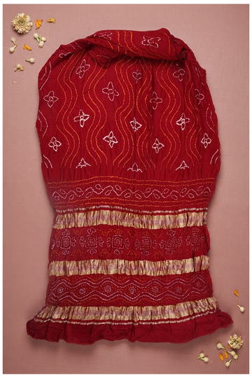 Maroon Bandhni Gajji Silk Wedding Saree
