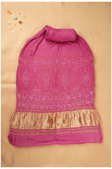 Rani Pink Bandhni Gajji Silk Wedding Saree
