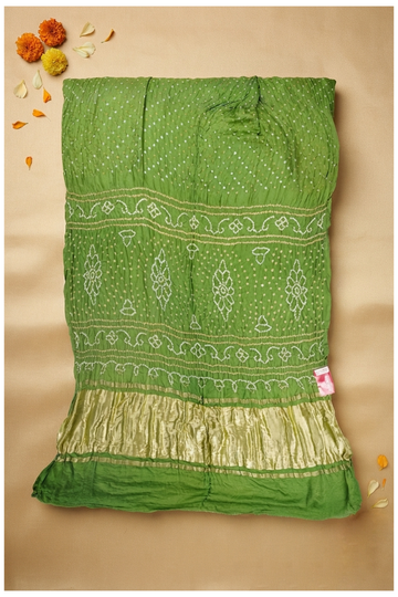 Lime Green Bandhni Gajji Silk Wedding Saree
