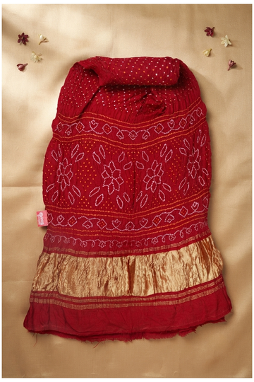Maroon Bandhni Gajji Silk Wedding Saree