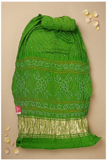 Lime Green Bandhni Gajji Silk Wedding Saree