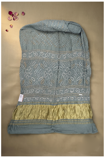 Dusty Teal Bandhni Gajji Silk Wedding Saree