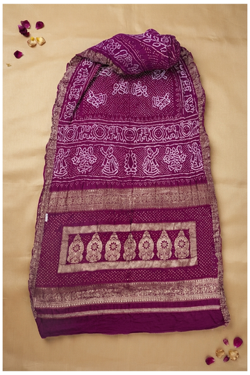 Magenta Bandhni Gajji Silk Wedding Saree