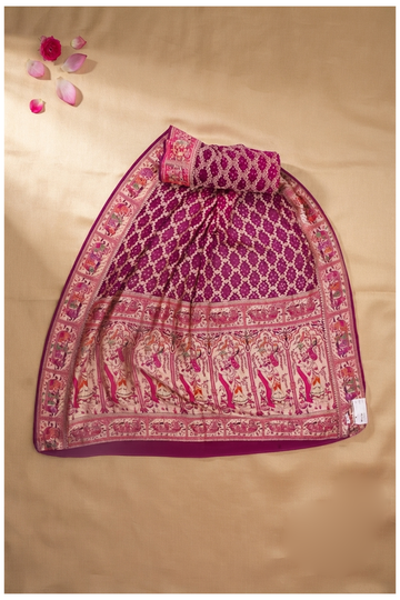 Magenta Banarasi Pure Silk Wedding Saree
