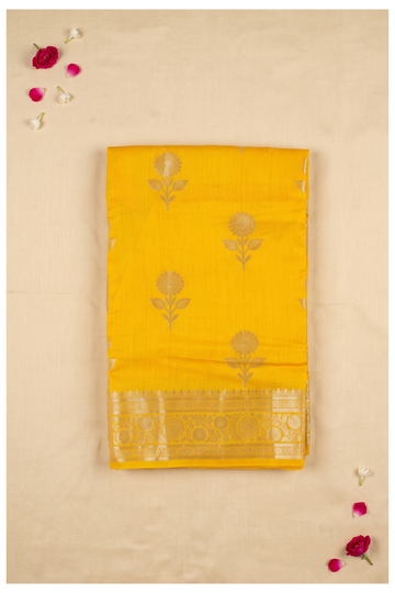 Bright Yellow Banarasi Tissue Silk Wedding And Haldi Saree