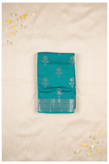 Teal Banarasi Tissue Silk Wedding & Party Wear Saree