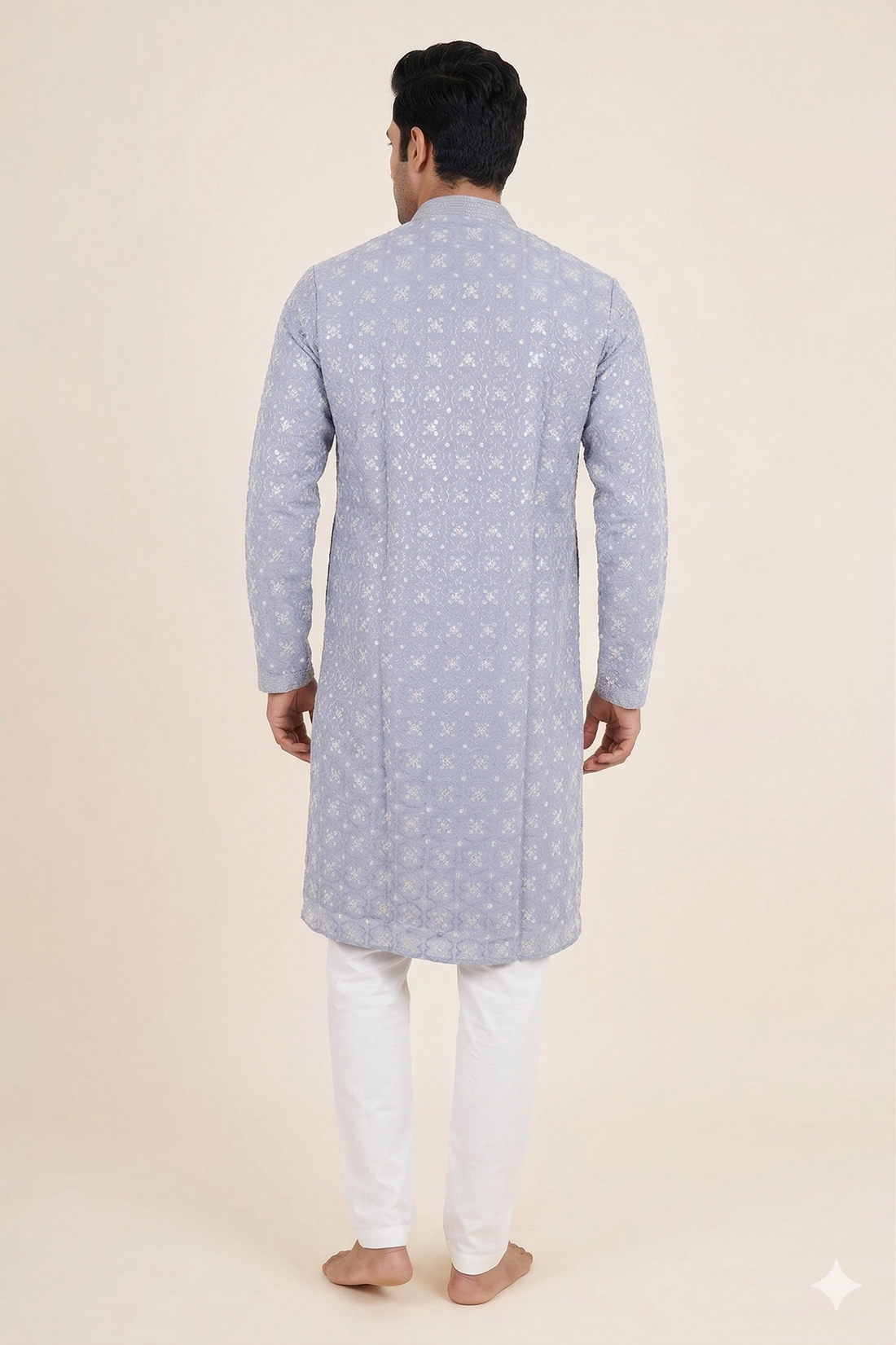 Light Lavender Printed Men’S Kurta