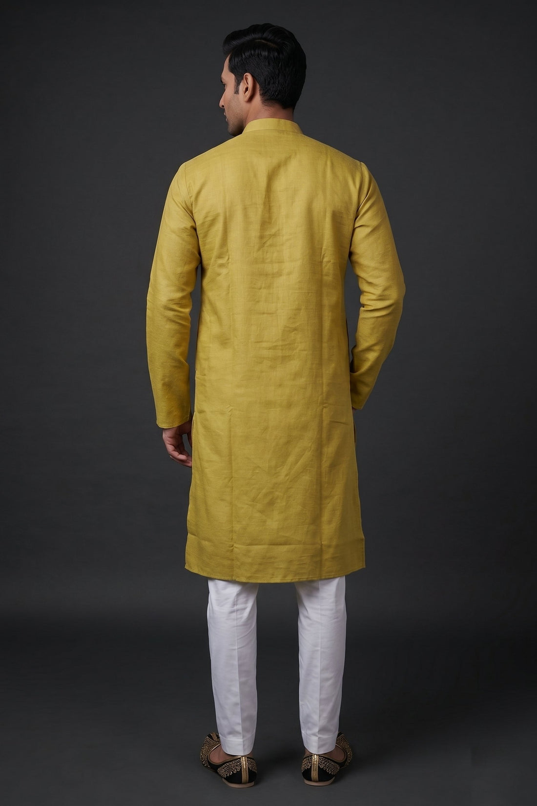 Mustard Yellow Classic Straight Kurta For Men
