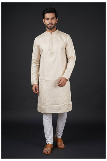 Elegant Beige Textured Men'S Kurta