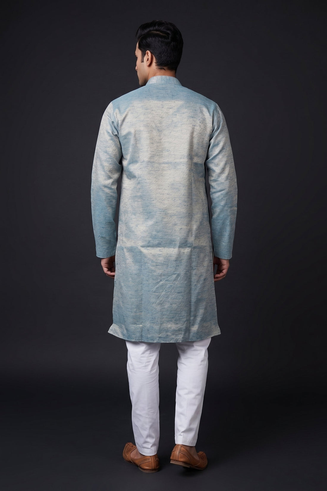 Sky Blue Classic Silk Blend Kurta