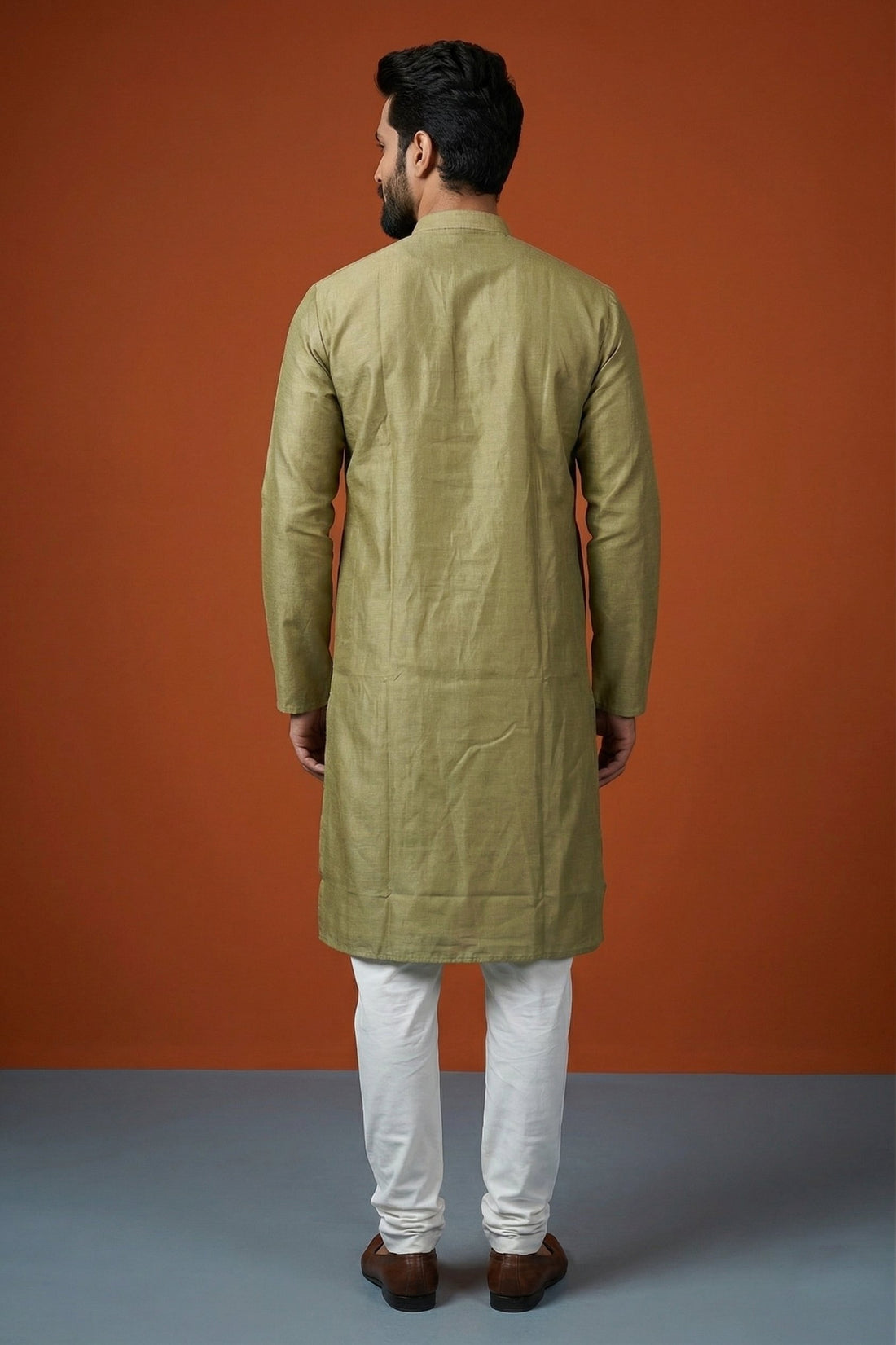 Classic Olive Green Silk Blend Kurta