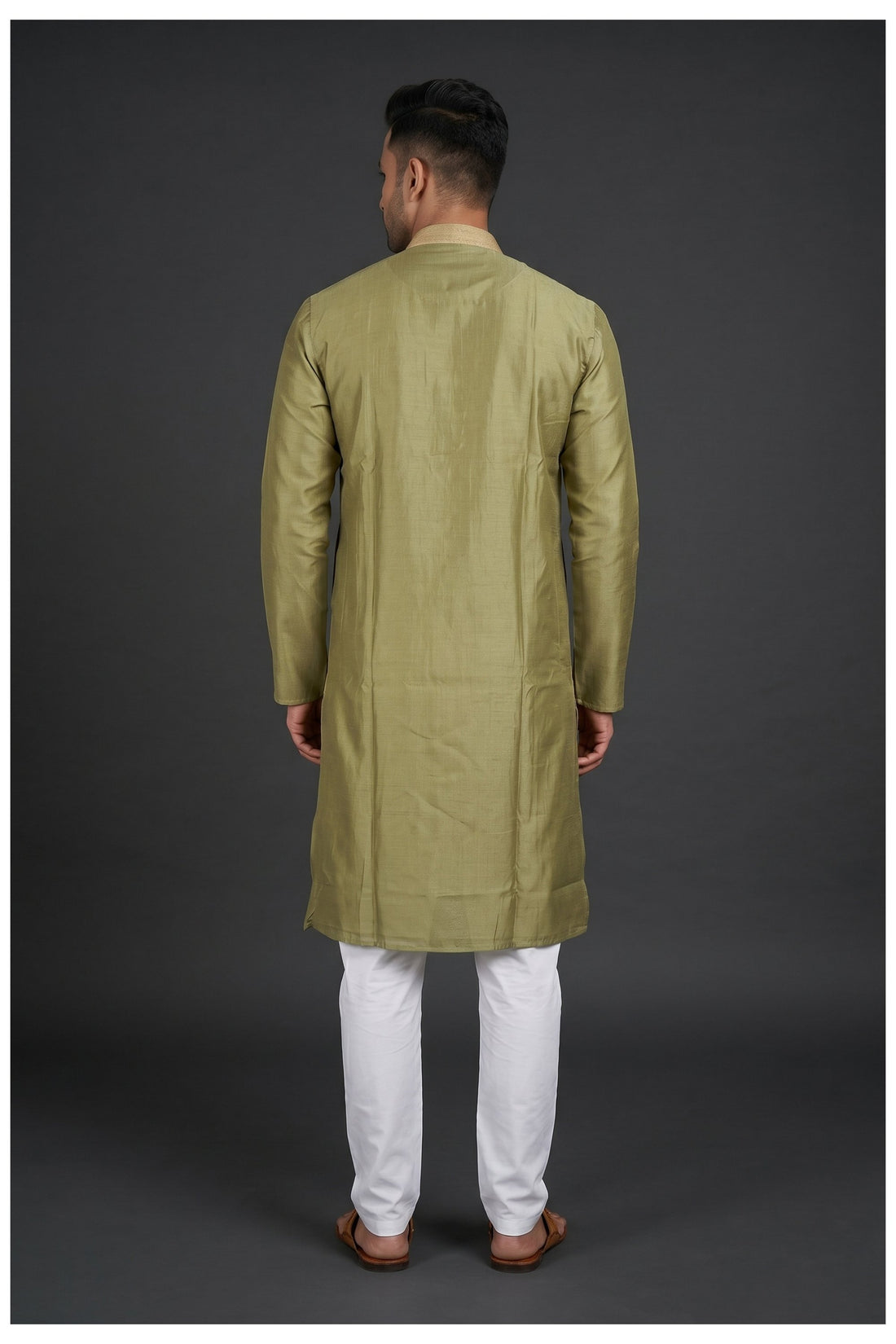 Olive Solid Men'S Kurta
