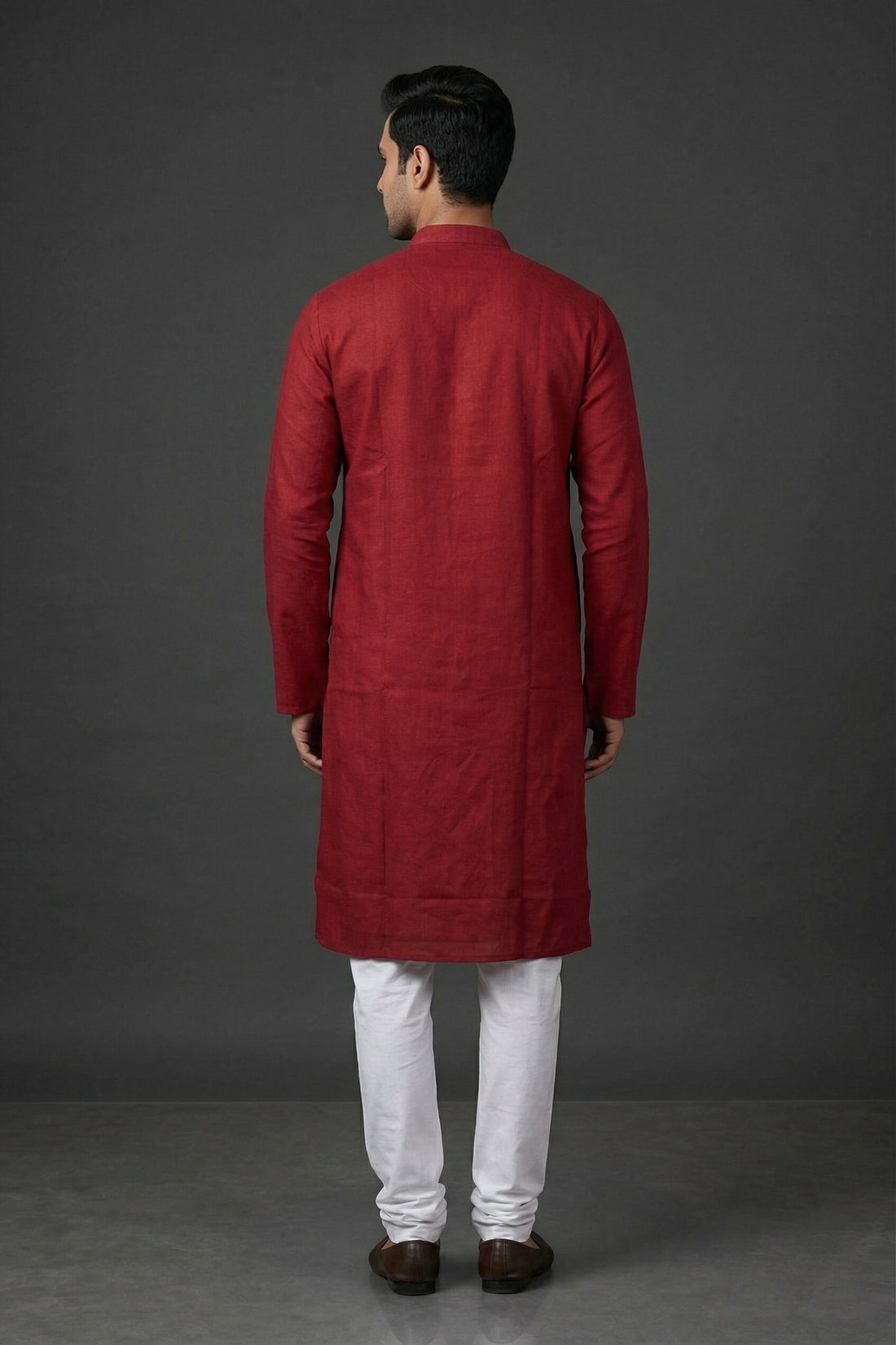 Classic Crimson Solid Ethnic Men’S Kurta