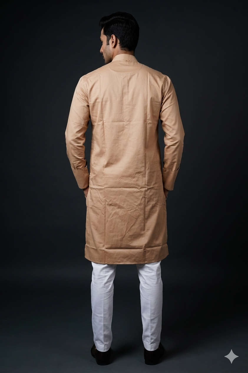 Classic Sand Beige Solid Men’S Kurta