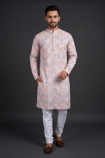 Blush Pink Printed Festive Kurta