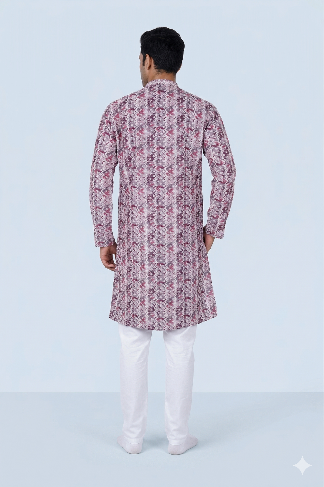 Rose Pink Abstract Printed Men’S Kurta