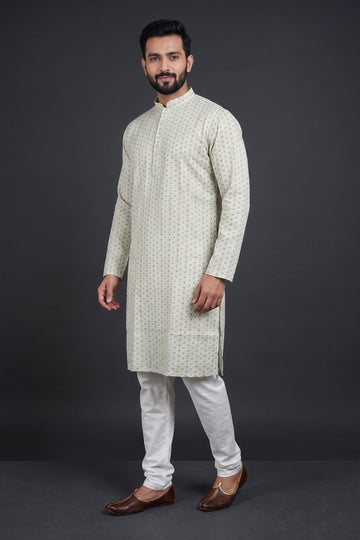 Ivory Classic Printed Ethnic Kurta