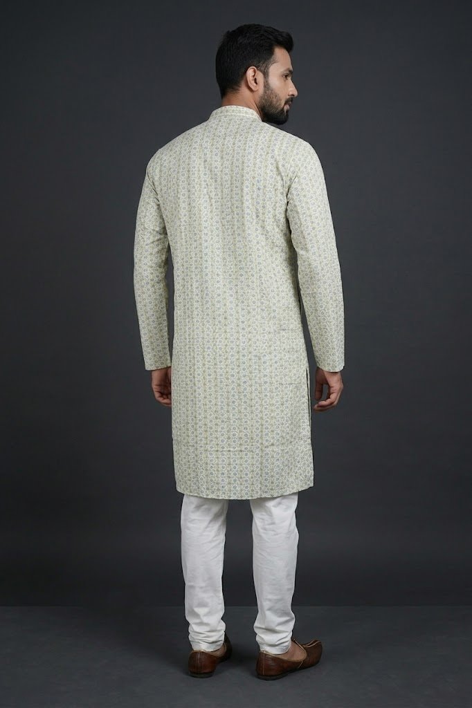 Ivory Classic Printed Ethnic Kurta