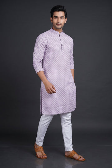Lavender Diamond Printed Casual Kurta