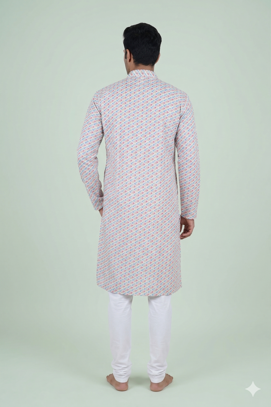 Mint Ivory Printed Men’S Kurta