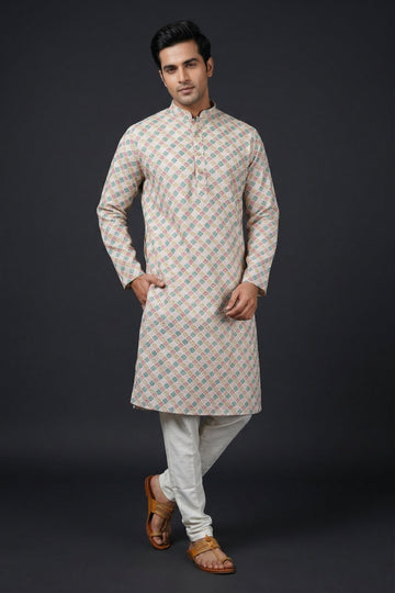 Pastel Diamond Printed Ethnic Kurta