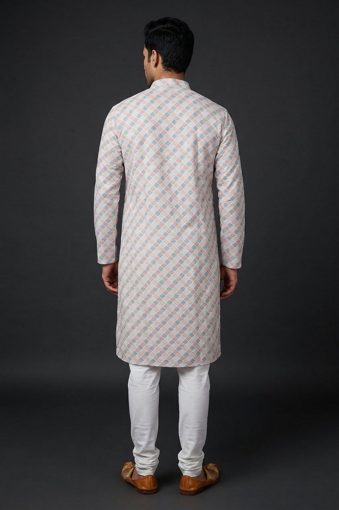 Pastel Diamond Printed Ethnic Kurta
